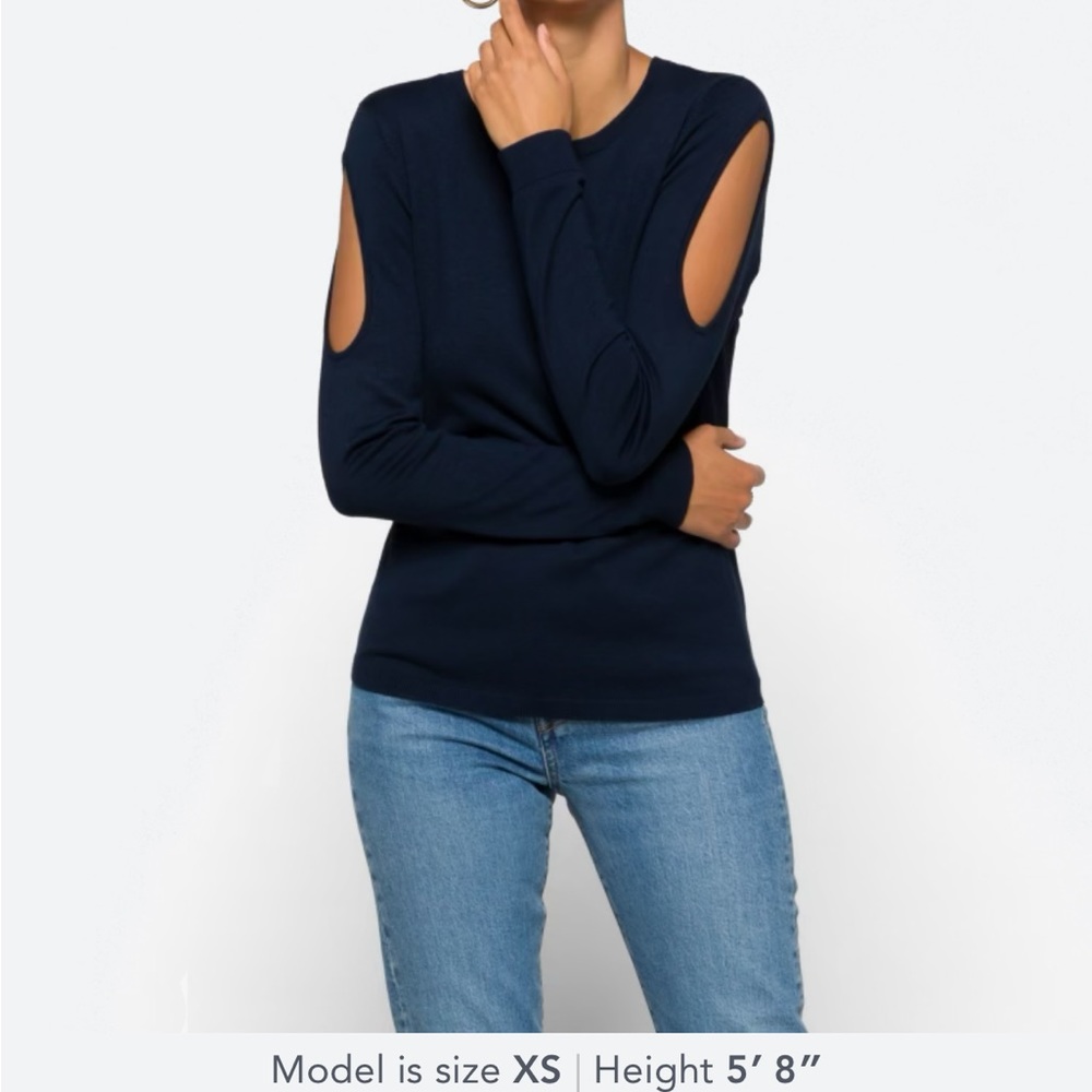 Lety & Me Small Shoulder Split Sweater Navy
